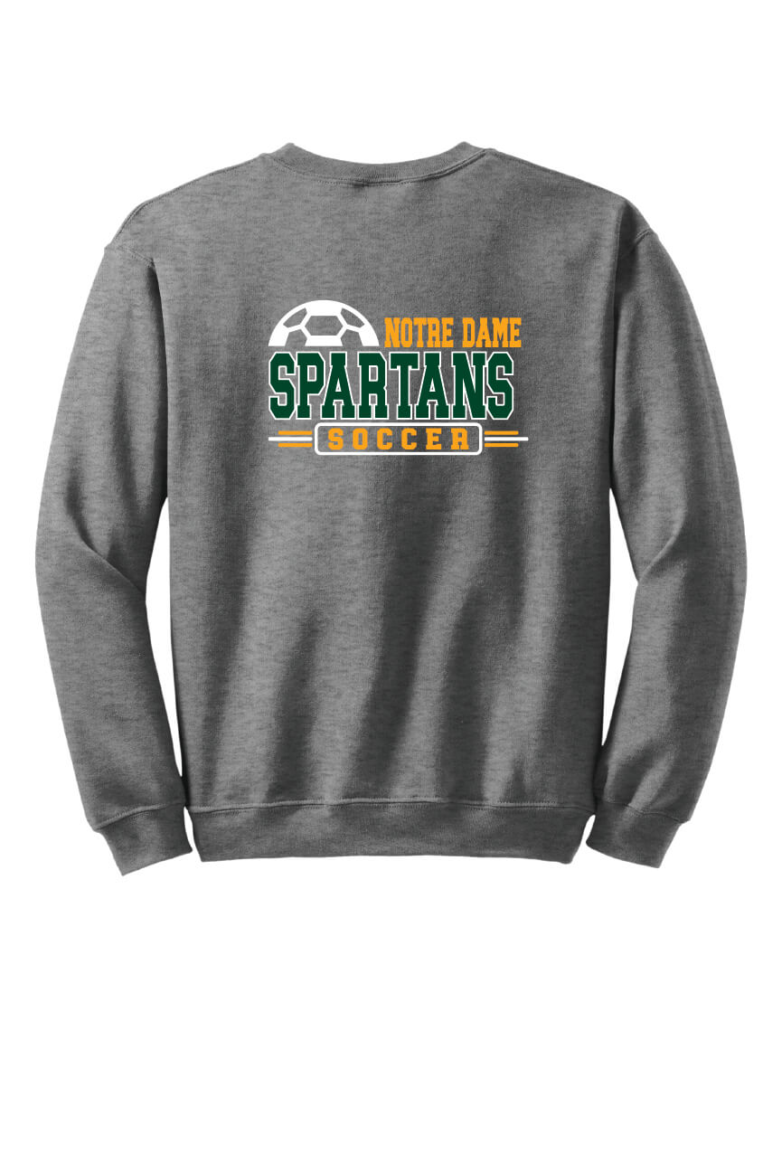 Notre Dame Soccer Crewneck Sweatshirt  back- gray