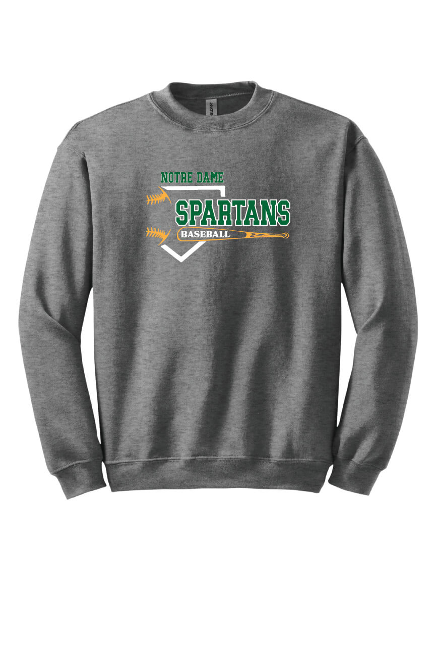 Notre Dame Baseball Crewneck Sweatshirt (Youth) gray, front