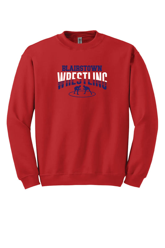 Blairstown Wrestling Crewneck Sweatshirt red