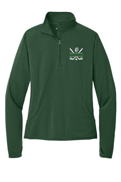 Ladies Notre Dame Golf Sport Tek 1/4 Zip Pullover