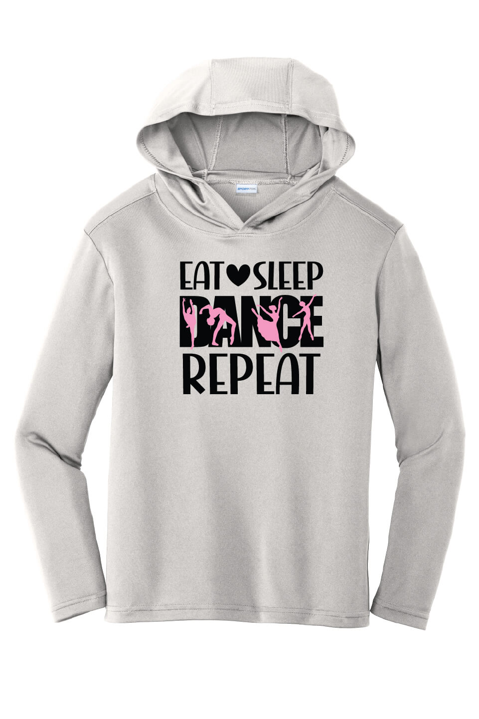 Eat Sleep Dance Repeat Long Sleeve Hooded Pullover (Youth) silver