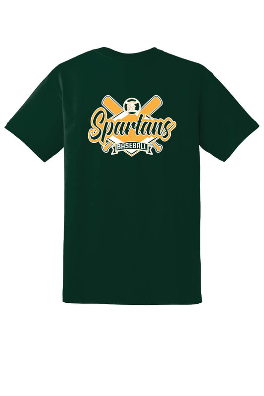 Spartans Baseball Short Sleeve T-Shirt (Youth) green, back