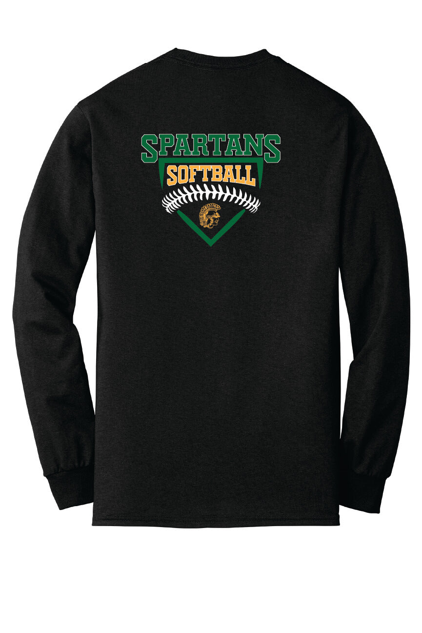 Spartans Softball Long Sleeve T-Shirt (Youth) black back