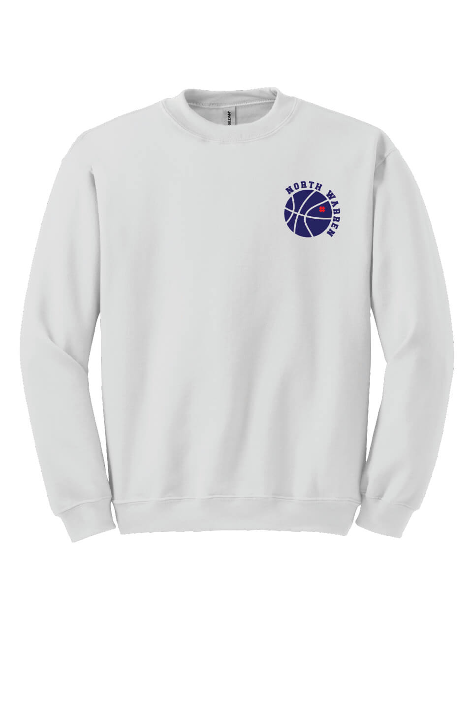 North Warren Basketball Crewneck Sweatshirt (Youth) white, front