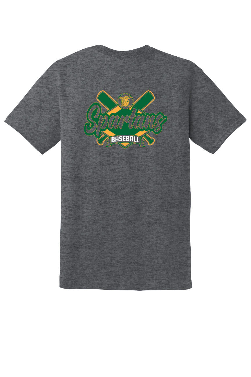 Spartans Baseball Short Sleeve T-Shirt (Youth) gray, back