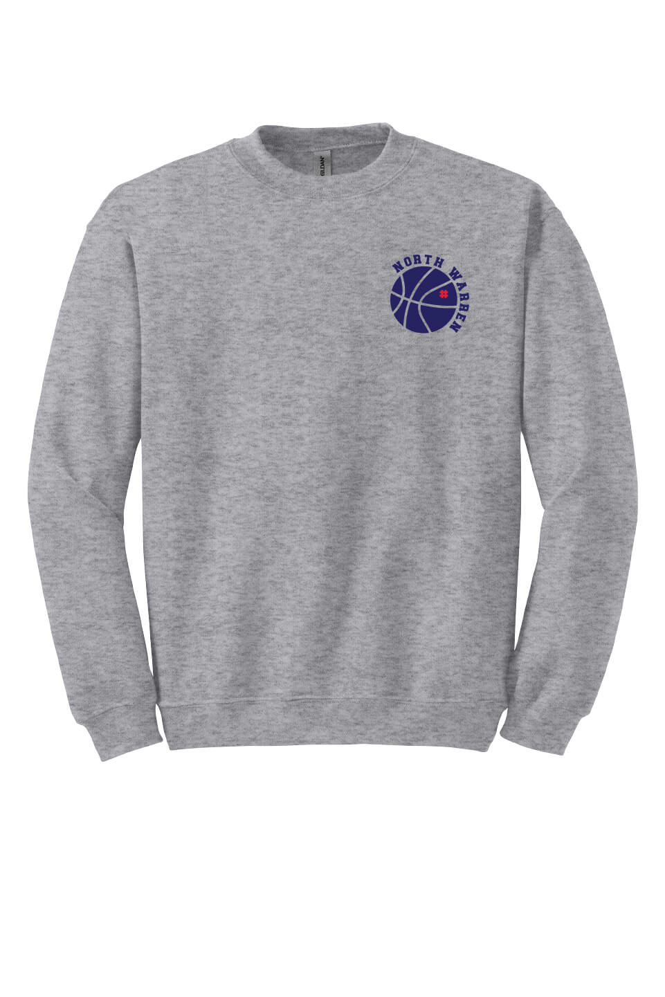 North Warren Basketball Crewneck Sweatshirt (Youth) front, gray