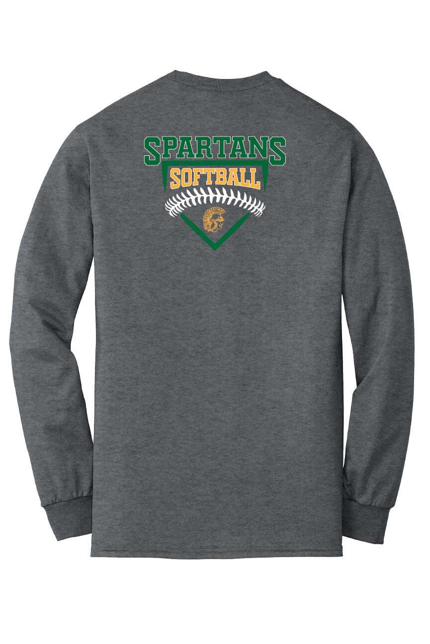 Spartans Softball Long Sleeve T-Shirt green, back