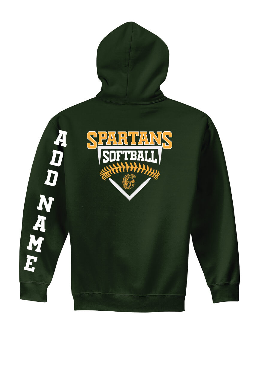 Spartans Softball Hoodie (Youth) green, back