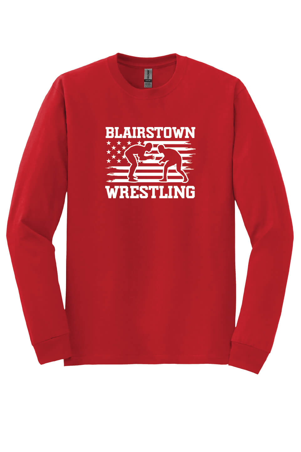Blairstown Wrestling Flag Long Sleeve T-Shirt (Youth) red