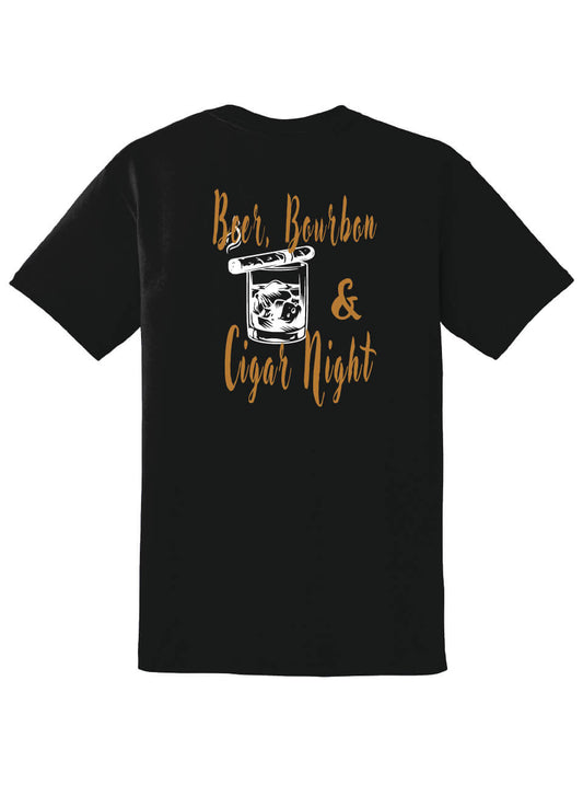 Beer, Bourbon & Cigar Night short sleeve and vneck back