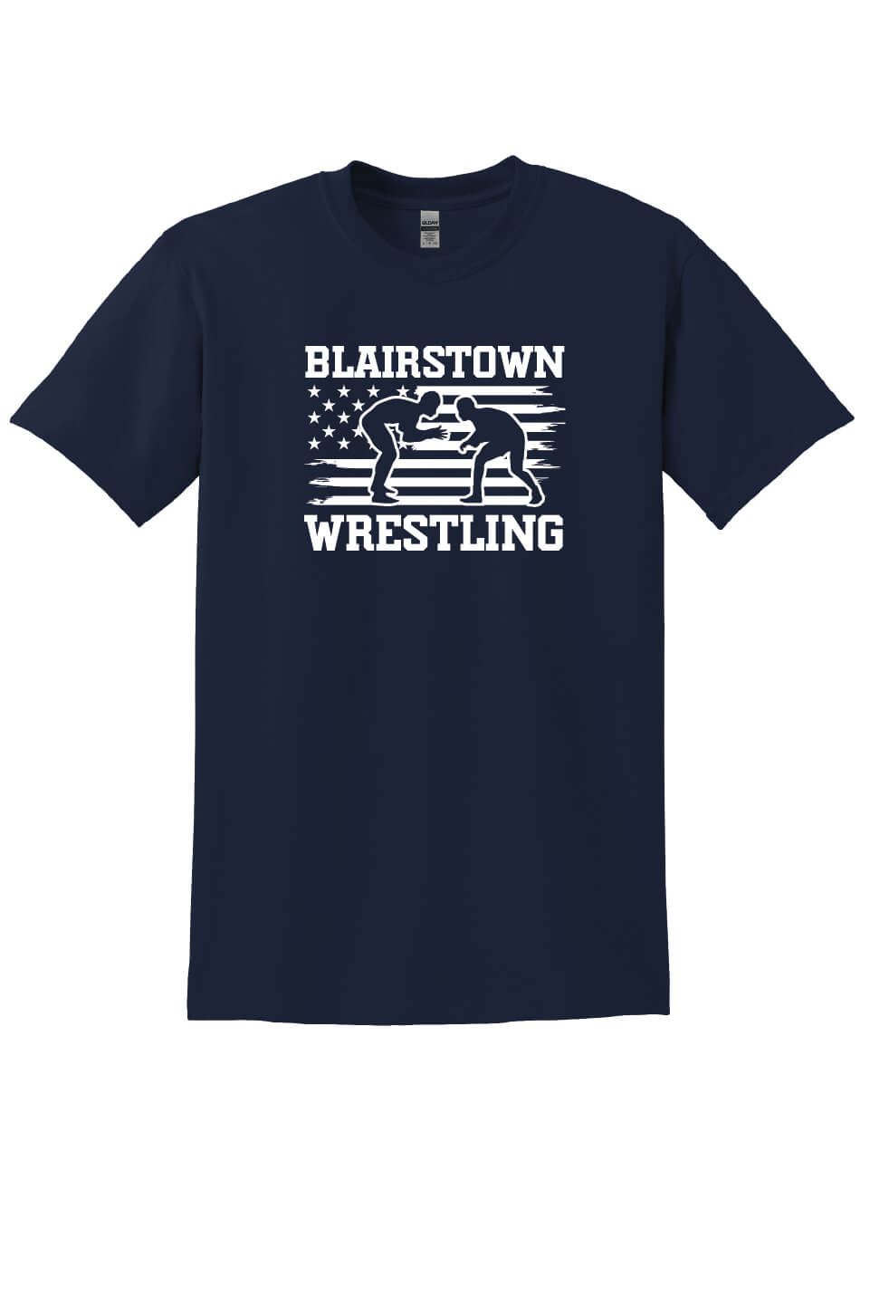 Blairstown Wrestling Flag Short Sleeve T-Shirt (Youth) navy