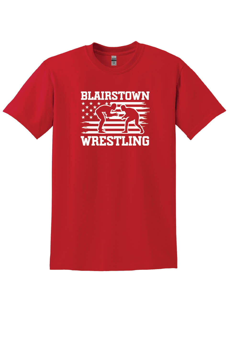 Blairstown Wrestling Flag Short Sleeve T-Shirt red