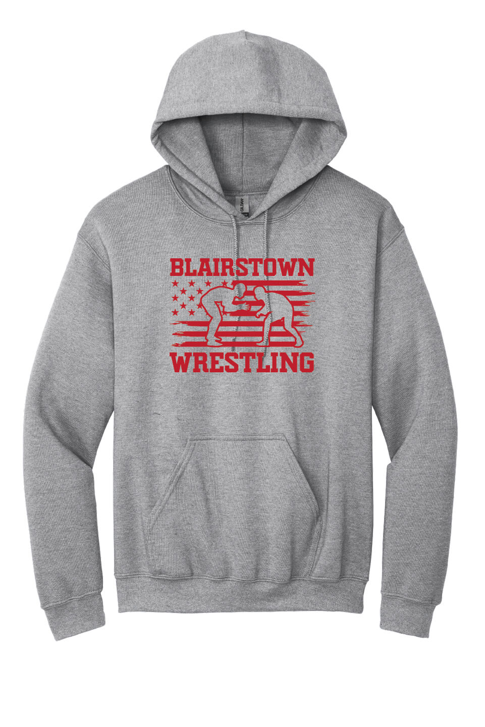 Blairstown Wrestling Flag Hoodie gray