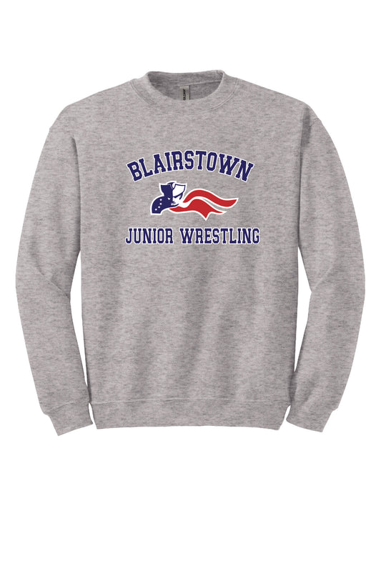 Blairstown JR Wrestling Crewneck Sweatshirt (Youth) gray