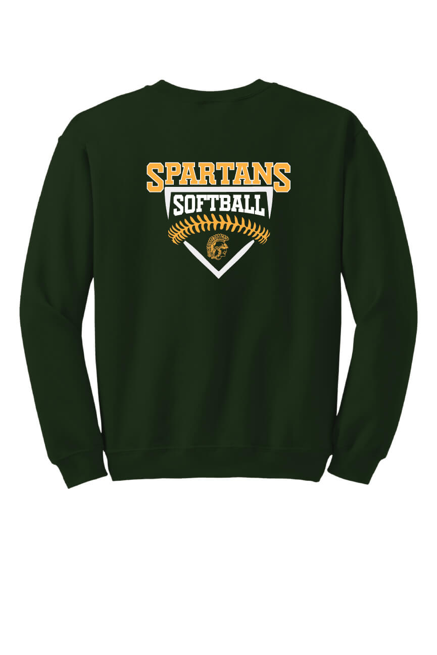 Spartans Softball Crewneck Sweatshirt (Youth) green, back