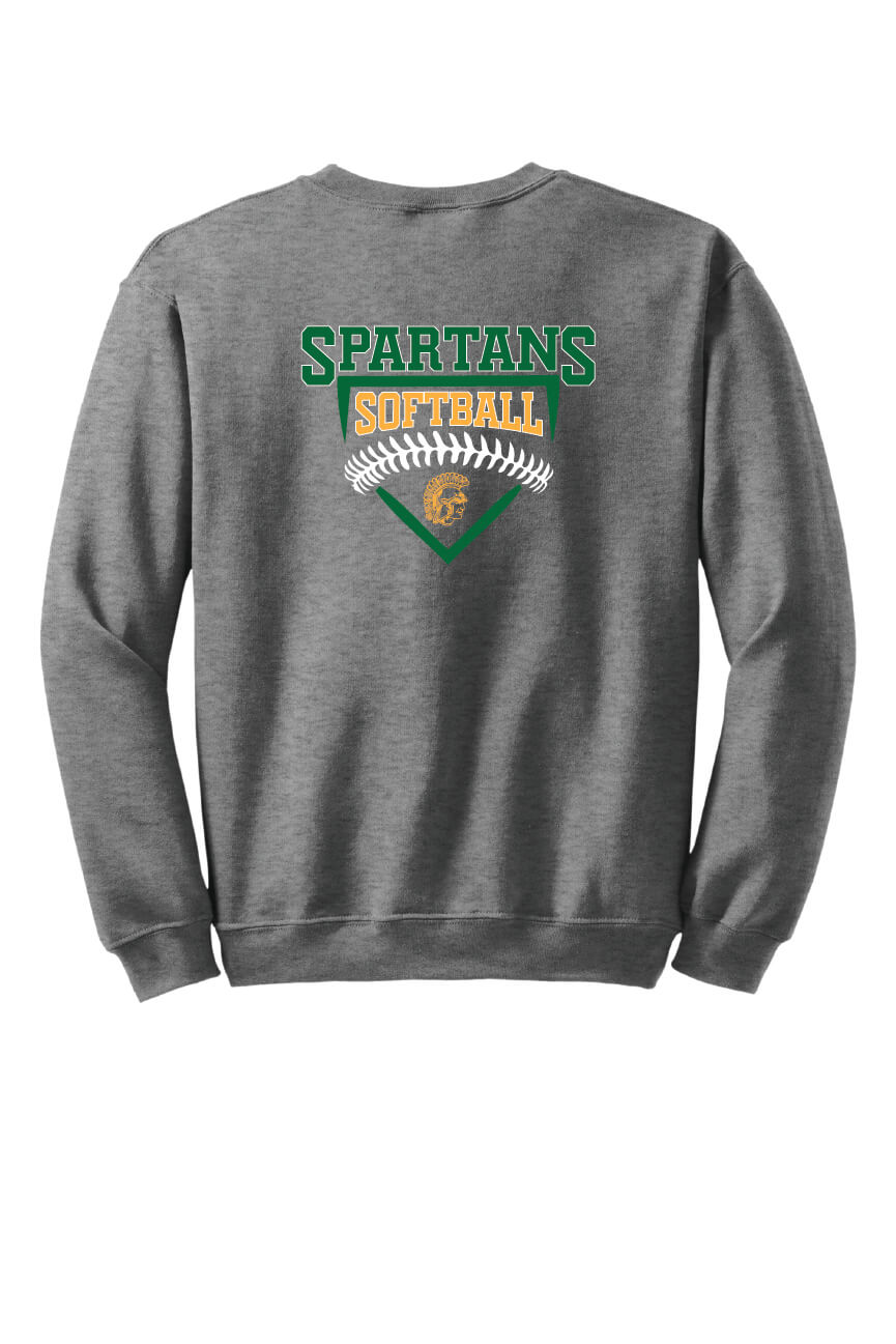 Spartans Softball Crewneck Sweatshirt (Youth) gray, back