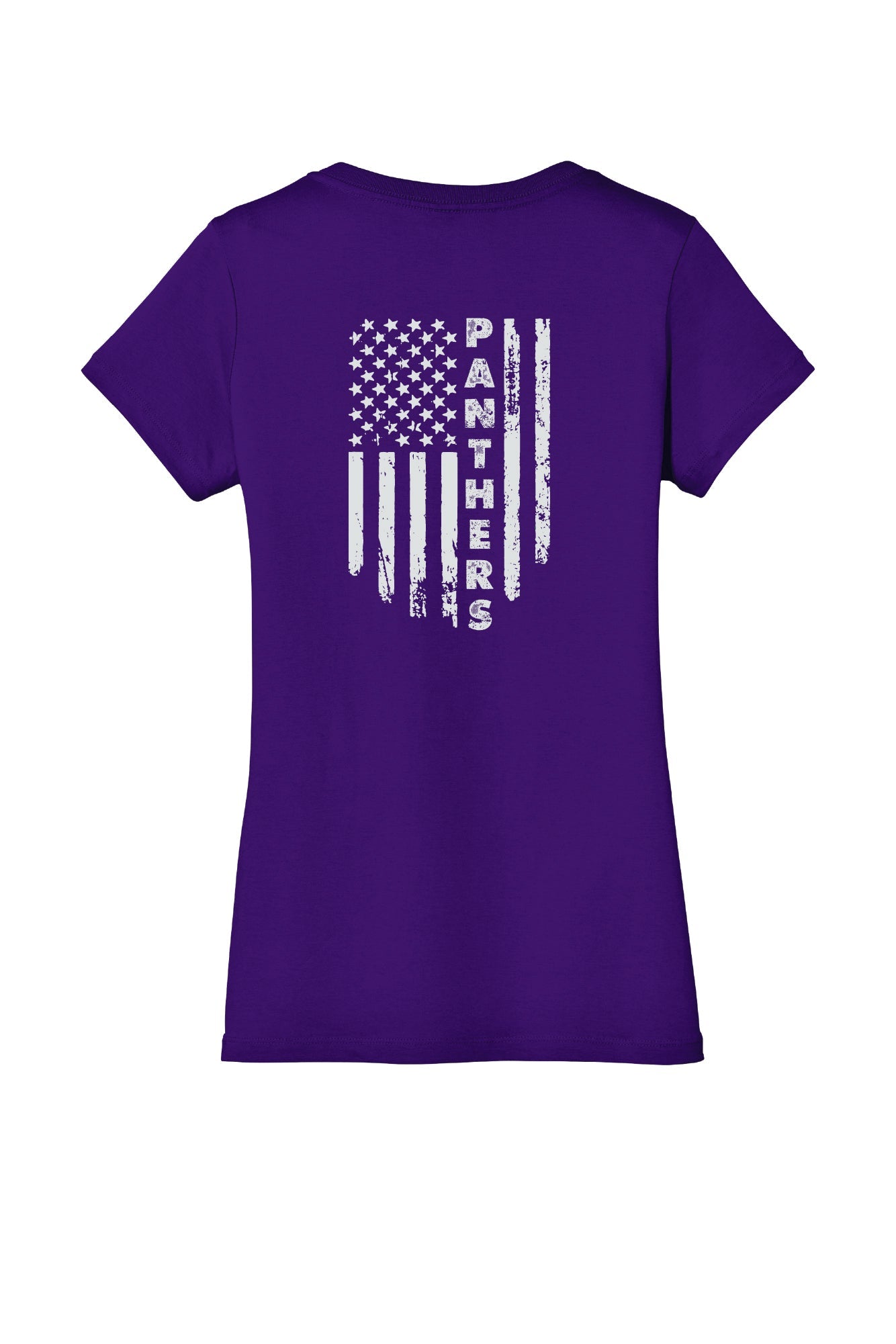 Flag Back Ladies V-Neck Short Sleeve T-Shirt