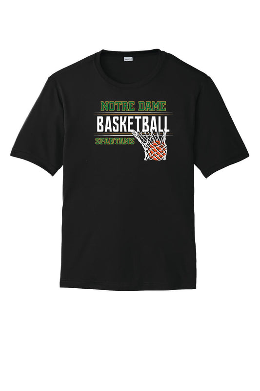 Youth Notre Dame Basketball Sport Tek Competitor Short Sleeve Tee black-front