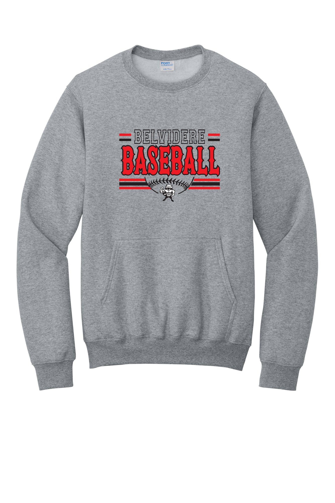 Belvidere Baseball Crewneck Pocket Sweatshirt