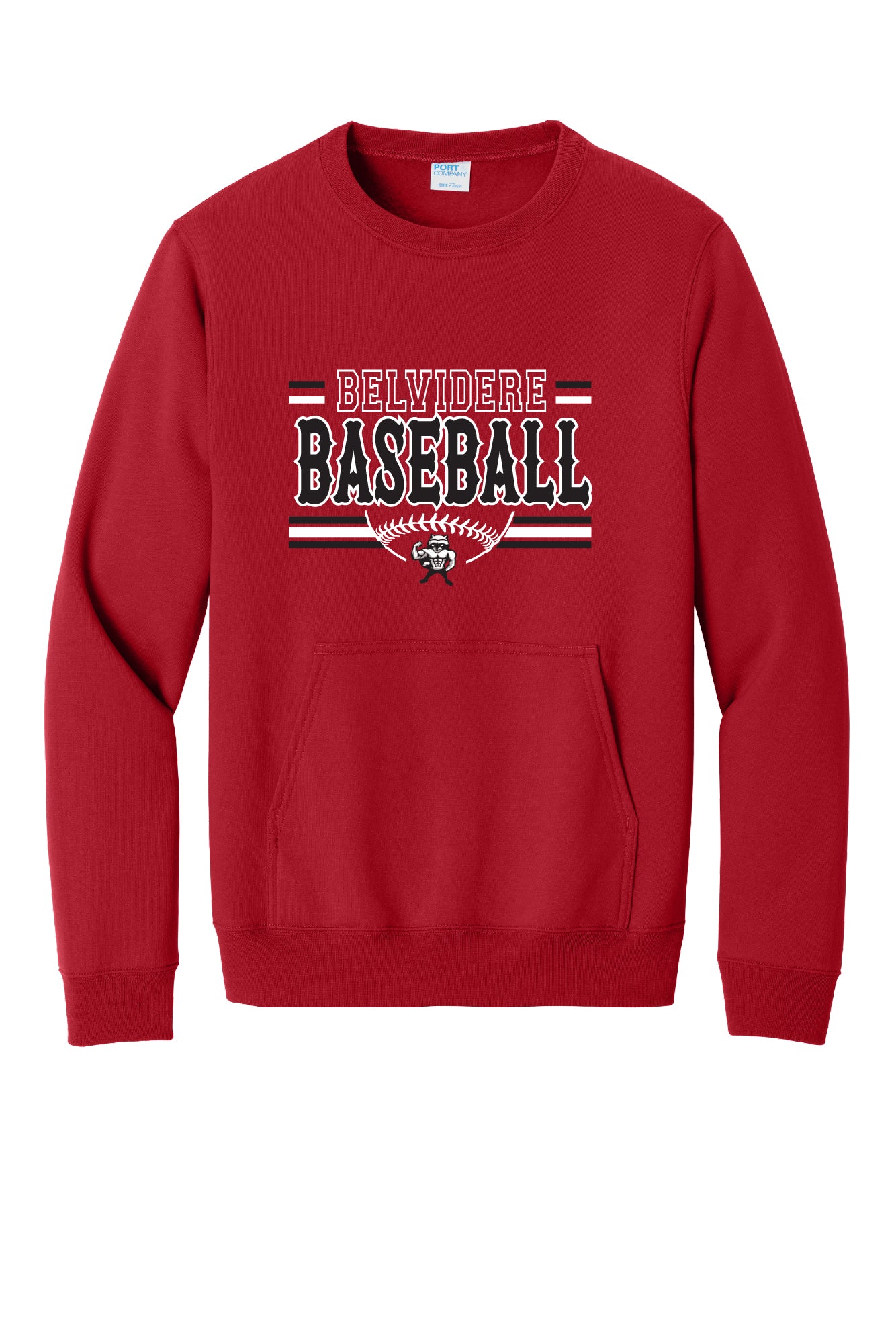 Belvidere Baseball Crewneck Pocket Sweatshirt