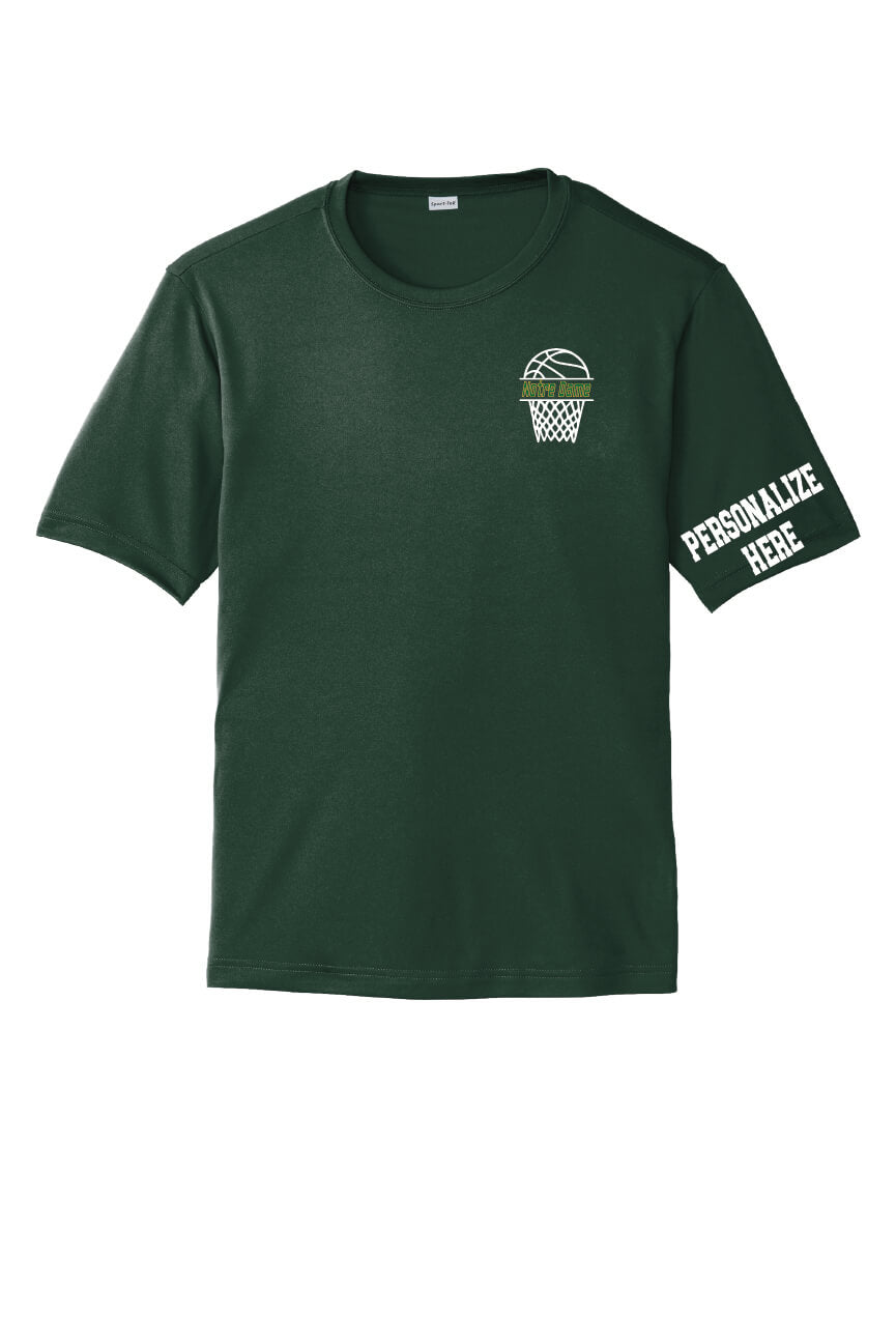 Youth Spartans Basketball Sport Tek Competitor Short Sleeve Tee green-front