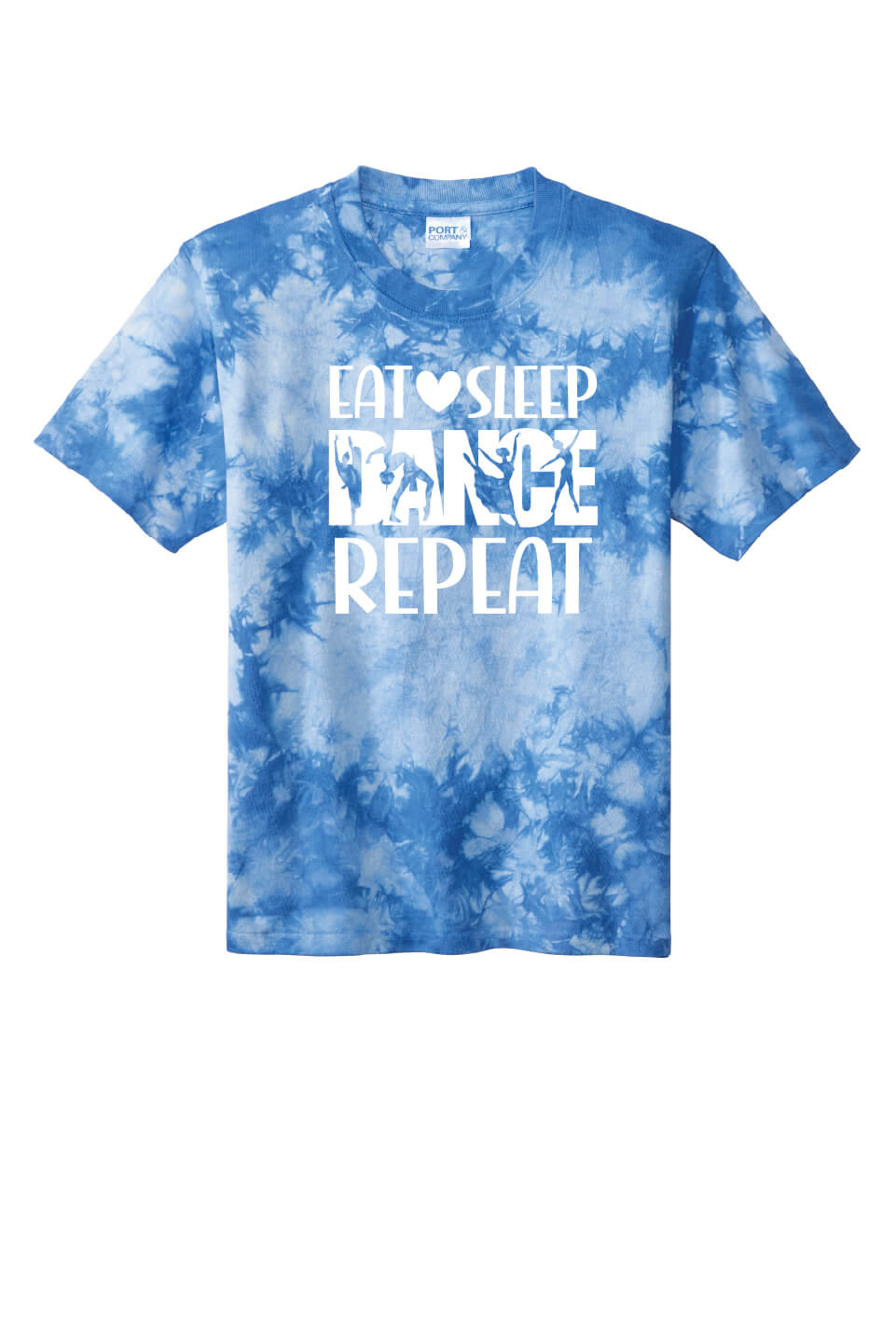 Eat Sleep Dance Repeat Tie Dye Short Sleeve T-Shirt (Youth) blue