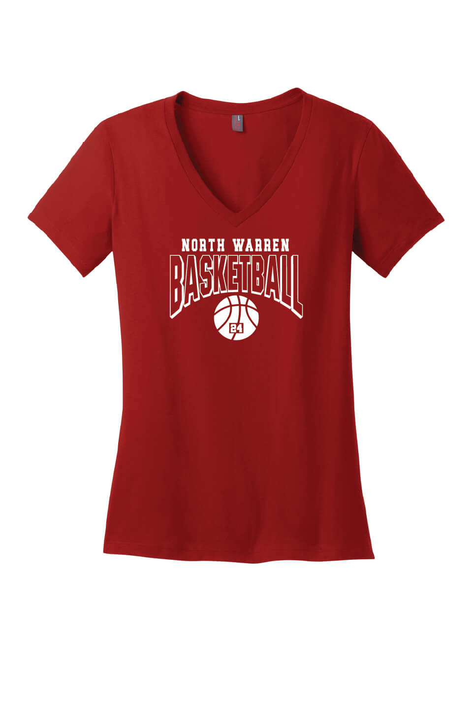 Basketball V-Neck Short Sleeve T-Shirt (Ladies) red