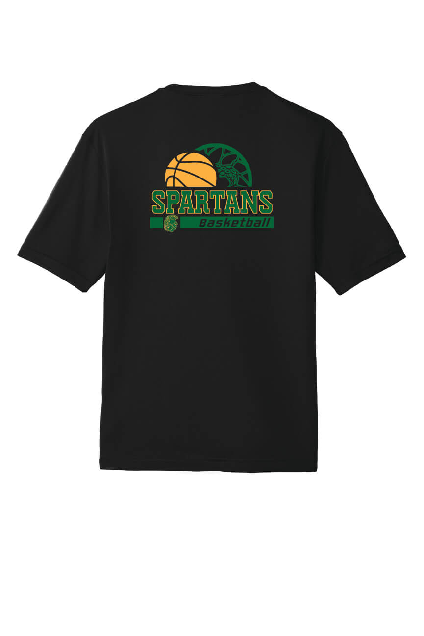 Youth Spartans Basketball Sport Tek Competitor Short Sleeve Tee black-back