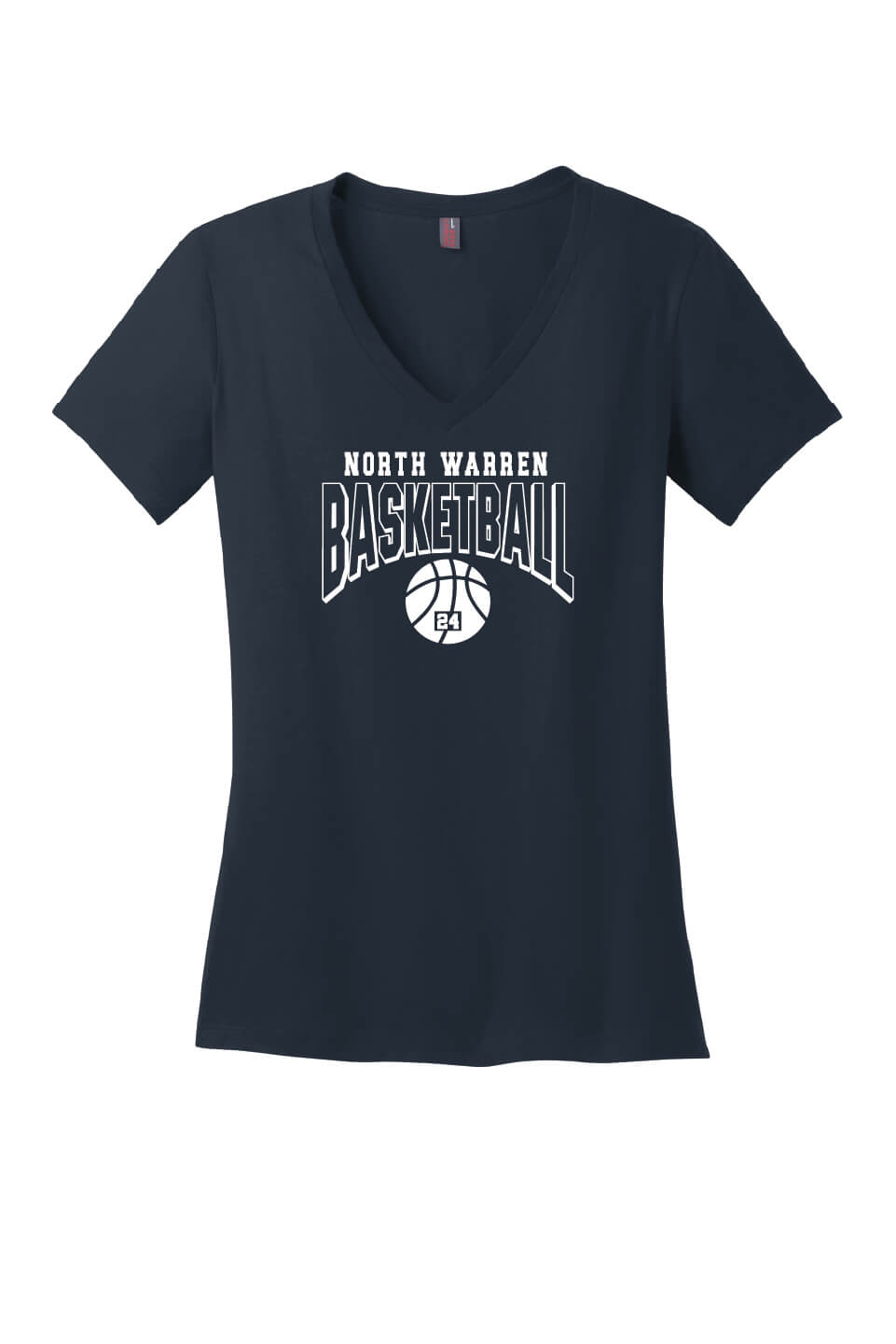 Basketball V-Neck Short Sleeve T-Shirt (Ladies) navy