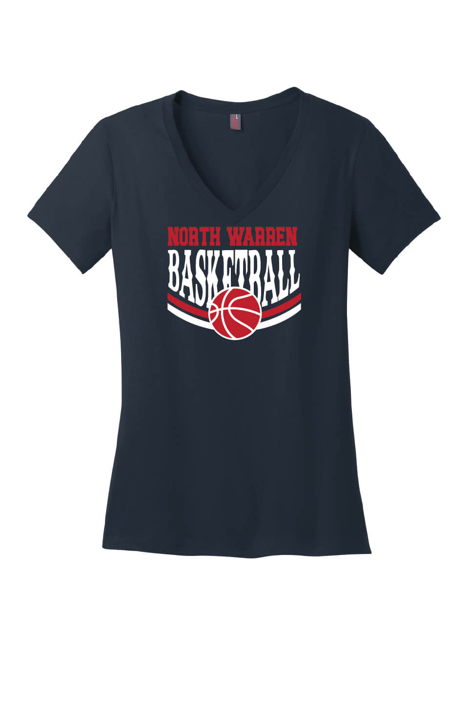 NW Basketball V-Neck Short Sleeve T-Shirt (Ladies) navy