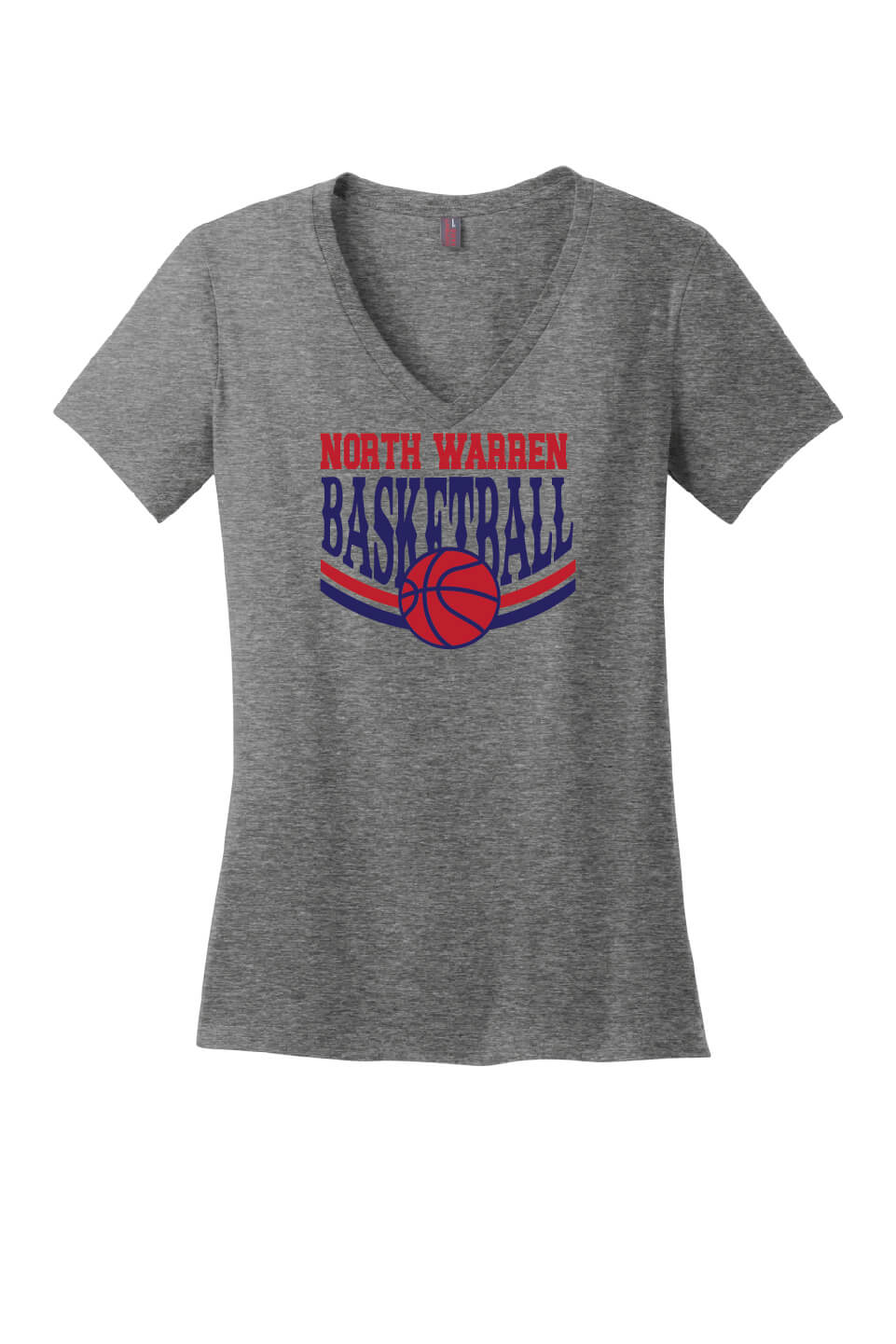 NW Basketball V-Neck Short Sleeve T-Shirt (Ladies) gray