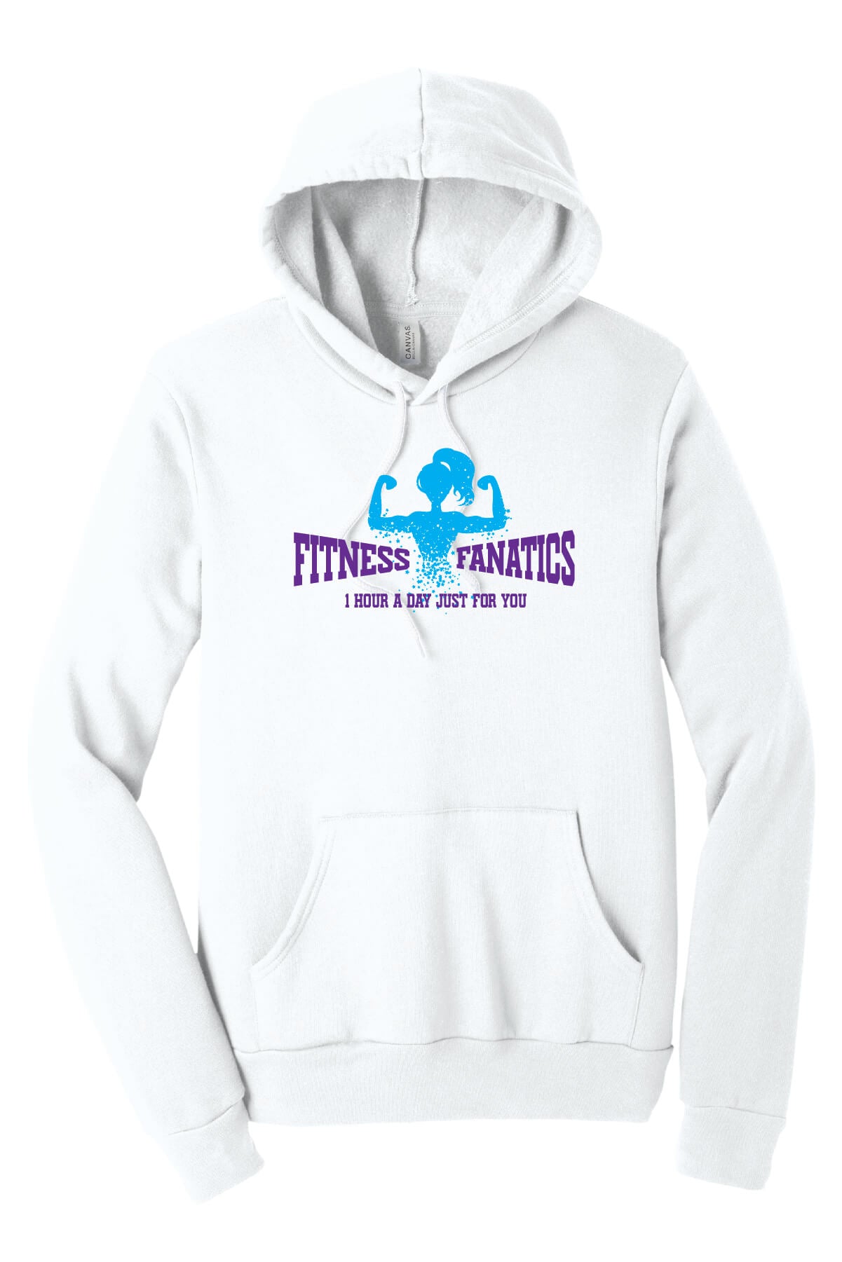 Bella Canvas Hoodie (White) with purple logo