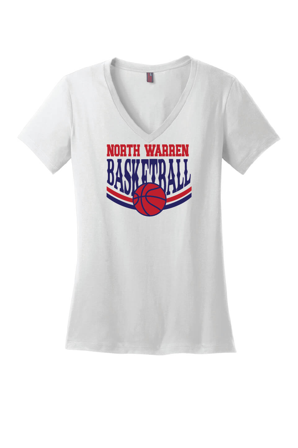 NW Basketball V-Neck Short Sleeve T-Shirt (Ladies) white