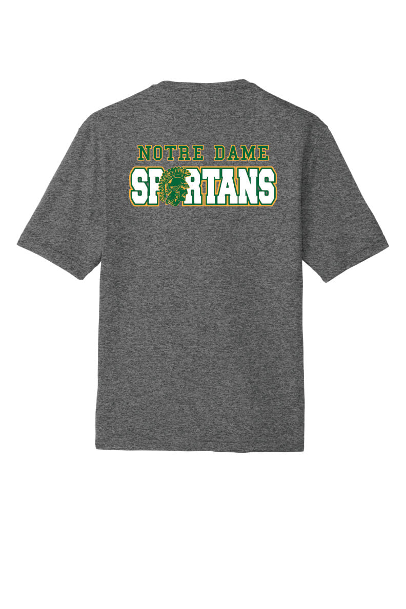 Notre Dame Spartans Sport Tek Competitor Short Sleeve Tee back-gray
