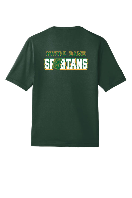 Notre Dame Spartans Sport Tek Competitor Short Sleeve Tee back-green