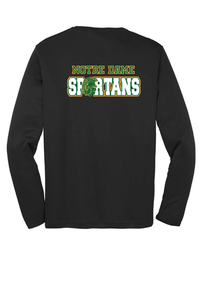 Notre Dame Spartans Sport Tek Competitor Long Sleeve Shirt back-black