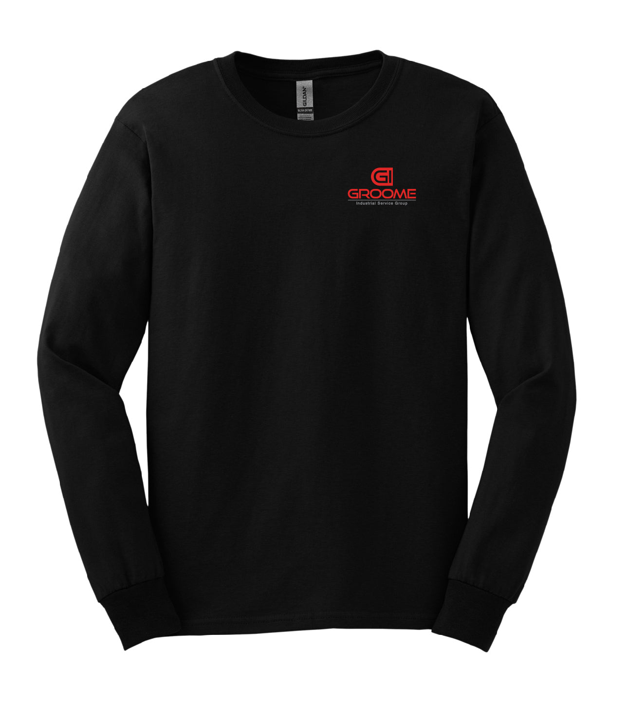 Gildan® Long Sleeve T-Shirt with Small Logo on Front / Flag on Back