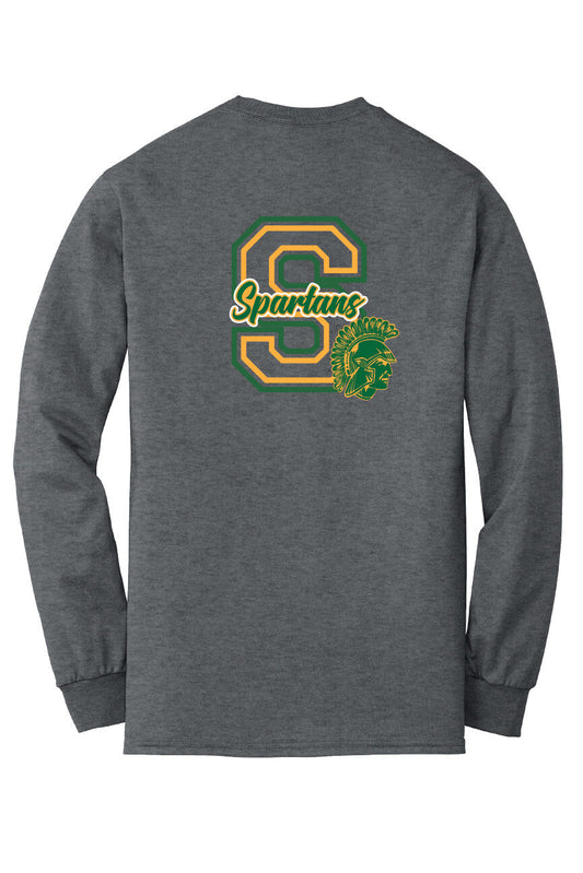 Spartans "S" Long Sleeve T-Shirt back-gray