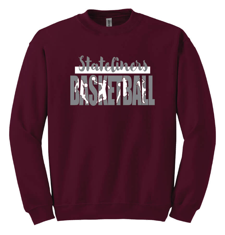 Stateliners Basketball Crewneck Sweatshirt maroon