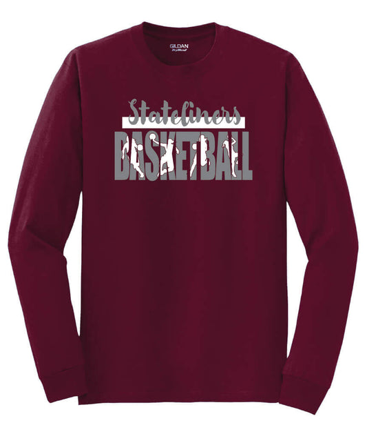 Stateliners Basketball Long Sleeve T-Shirt maroon