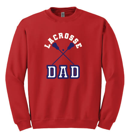 Lacrosse Dad Crewneck Sweatshirt red