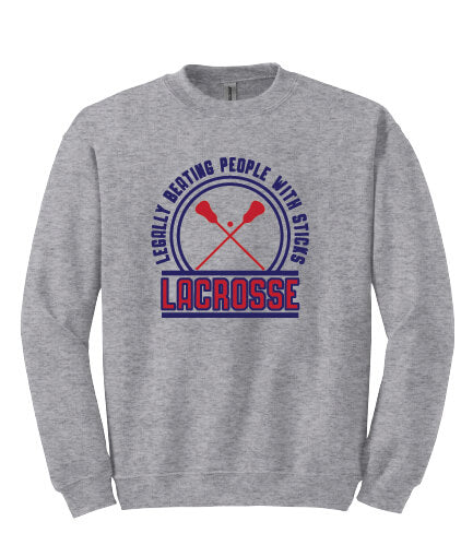Legally Beating People with Sticks Crewneck Sweatshirt (Youth) gray