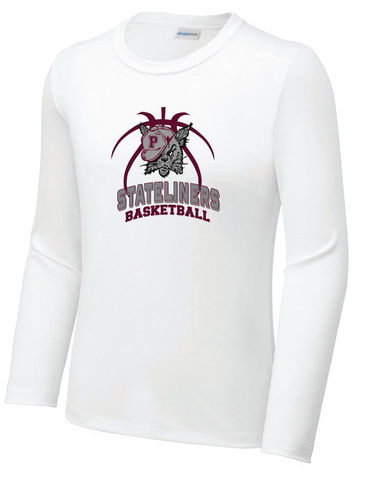 Sport-Tek Posi-UV Pro Long Sleeve Tee Shirt White Stateliners Basketball