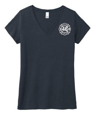 Ladies V-Neck Short Sleeve T-Shirt navy front