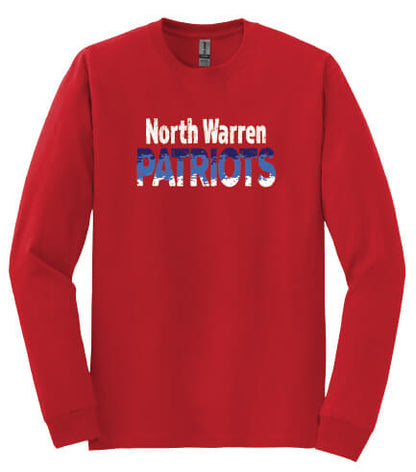 North Warren Patriots Ombre Long Sleeve T-Shirt red