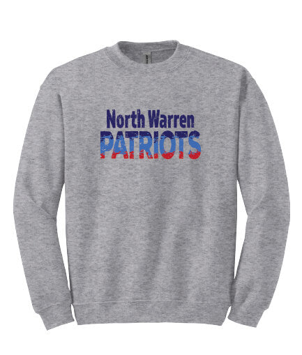 North Warren Patriots Ombre Crewneck Sweatshirt gray