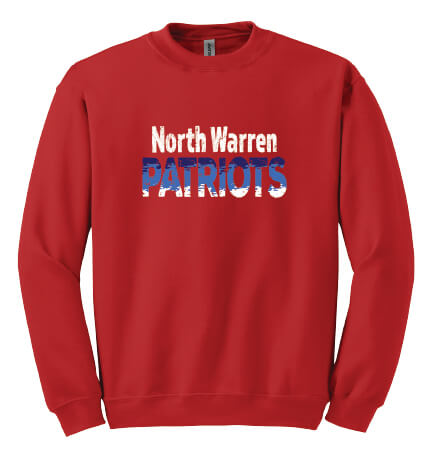 North Warren Patriots Ombre Crewneck Sweatshirt red