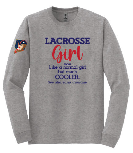 Lacrosse Girl Long Sleeve T-Shirt gray
