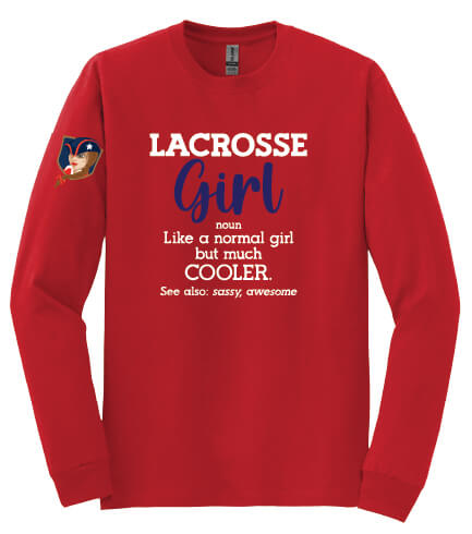 Lacrosse Girl Long Sleeve T-Shirt (Youth) red