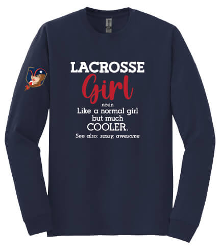Lacrosse Girl Long Sleeve T-Shirt navy